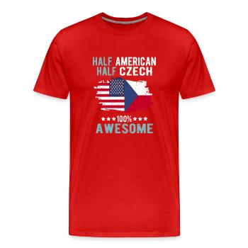 Moitié américain moitié tchèque - T-shirt bio Premium Homme - rouge - Devant - Damien (186cm)