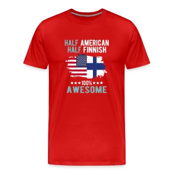 Half American Half Finn - Men's Premium Organic T-Shirt - red - Front - Damien (186cm)