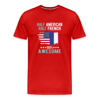 Half American Half American - Men's Premium Organic T-Shirt - red - Front - Damien (186cm)