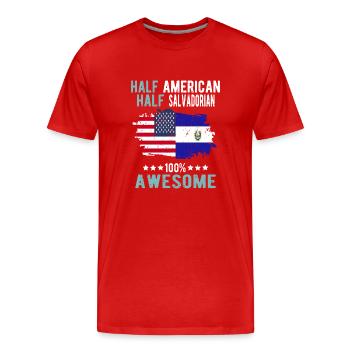 Moitié américain moitié salvadorien - T-shirt bio Premium Homme - rouge - Devant - Damien (186cm)