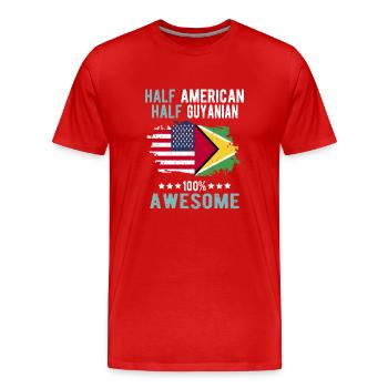 Moitié Américain Moitié Guyanais - T-shirt bio Premium Homme - rouge - Devant - Damien (186cm)