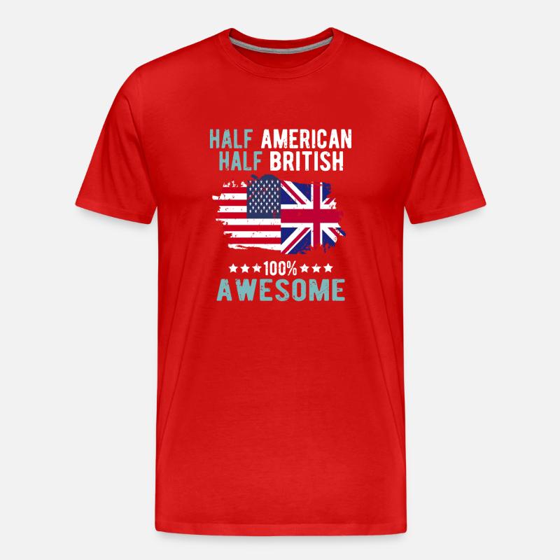 Halb Amerikaner Halb Brite - Männer Premium Bio T-Shirt - Rot