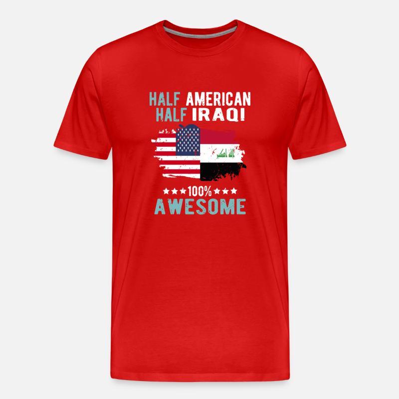 Halb Amerikaner Halb Iraki - Männer Premium Bio T-Shirt - Rot