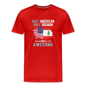 Halb Amerikaner Halb Jordanier - Männer Premium Bio T-Shirt - Rot - Vorne - Damien (186cm)