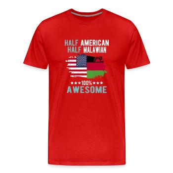 Half American Half Malawi - Men's Premium Organic T-Shirt - red - Front - Damien (186cm)