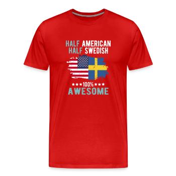 Moitié américain moitié suédois - T-shirt bio Premium Homme - rouge - Devant - Damien (186cm)