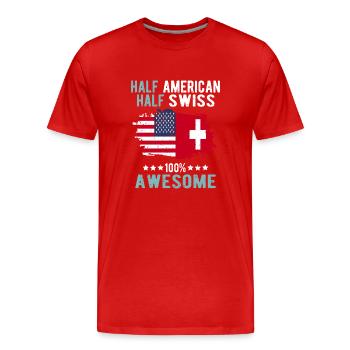 Half American Half Swiss - Men's Premium Organic T-Shirt - red - Front - Damien (186cm)