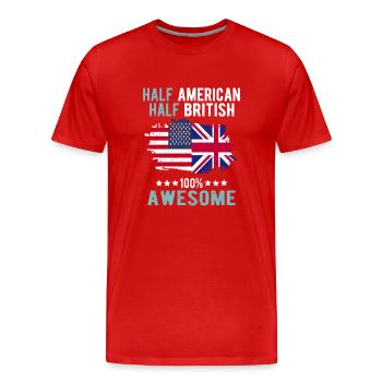 Moitié américain moitié britannique - T-shirt bio Premium Homme - rouge - Devant - Damien (186cm)