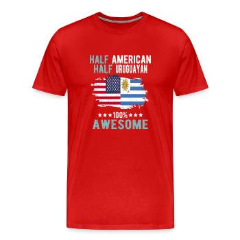 Moitié américain moitié uruguayen - T-shirt bio Premium Homme - rouge - Devant - Damien (186cm)