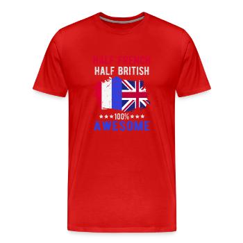 Moitié Français moitié britannique - T-shirt bio Premium Homme - rouge - Devant - Damien (186cm)