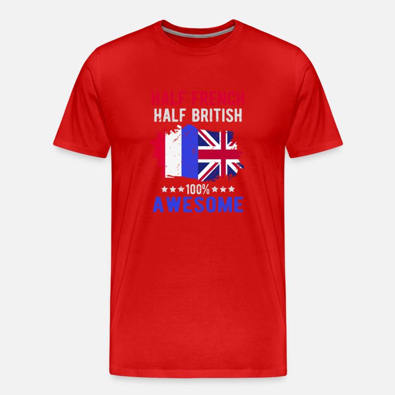 Halb Franzose Halb Britisch - Männer Premium Bio T-Shirt - Rot