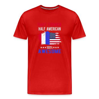 Half French Half American - Men's Premium Organic T-Shirt - red - Front - Damien (186cm)