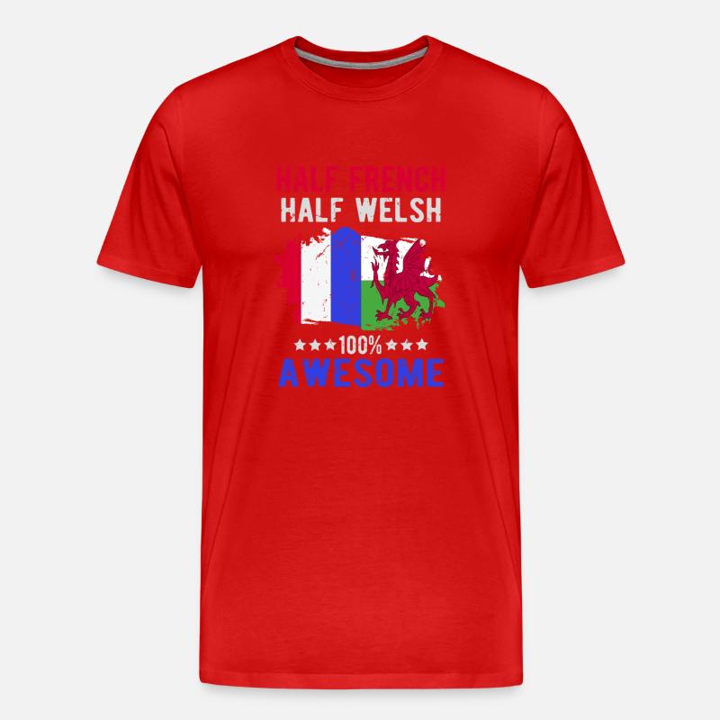 Halb Franzose Halb Waliser - Männer Premium Bio T-Shirt - Rot