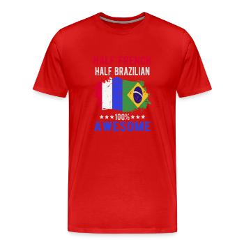 Moitié Français moitié brésilien - T-shirt bio Premium Homme - rouge - Devant - Damien (186cm)