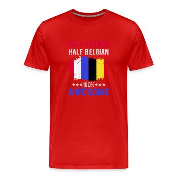 Half French Half Belgian - Men's Premium Organic T-Shirt - red - Front - Damien (186cm)