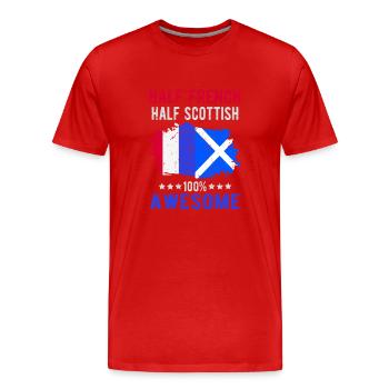 Halb Franzose Halb Schotte - Männer Premium Bio T-Shirt - Rot - Vorne - Damien (186cm)
