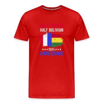 Moitié Français moitié bolivien - T-shirt bio Premium Homme - rouge - Devant - Damien (186cm)