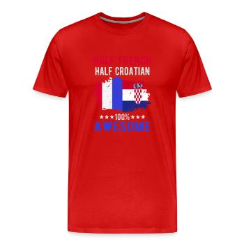 Moitié Français moitié croate - T-shirt bio Premium Homme - rouge - Devant - Damien (186cm)