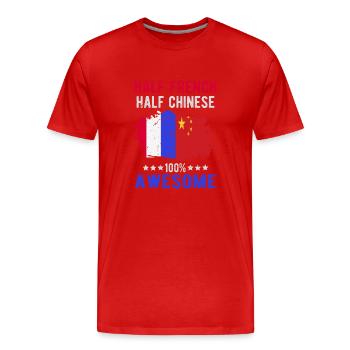 Moitié Français moitié chinois - T-shirt bio Premium Homme - rouge - Devant - Damien (186cm)