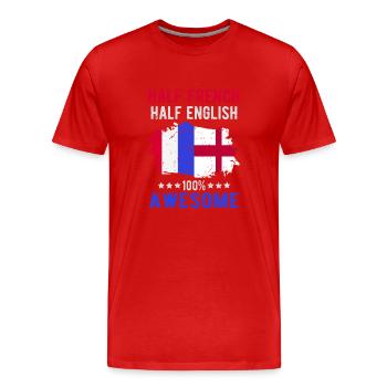 Moitié Français moitié anglais - T-shirt bio Premium Homme - rouge - Devant - Damien (186cm)