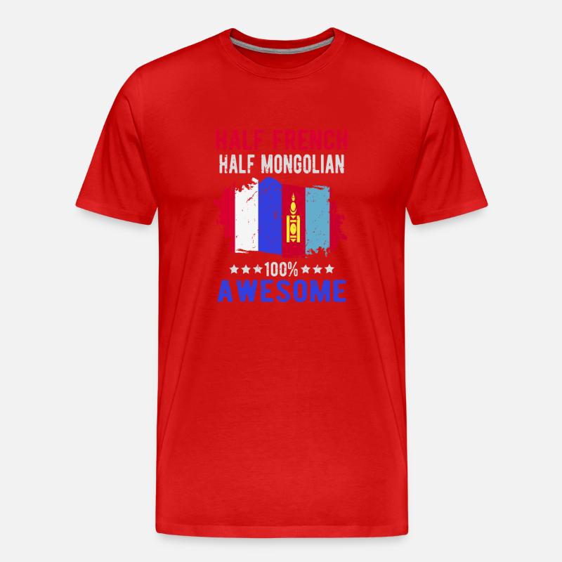 Halb Franzose Halb Mongole - Männer Premium Bio T-Shirt - Rot