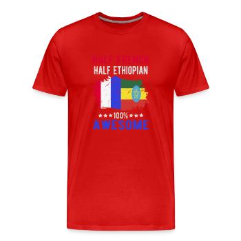 Moitié Français moitié éthiopien - T-shirt bio Premium Homme - rouge - Devant - Damien (186cm)