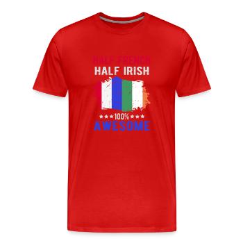 Moitié Français moitié irlandais - T-shirt bio Premium Homme - rouge - Devant - Damien (186cm)