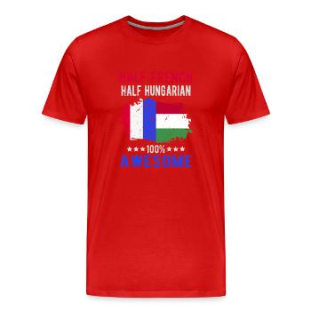 Moitié Français moitié hongrois - T-shirt bio Premium Homme - rouge - Devant - Damien (186cm)