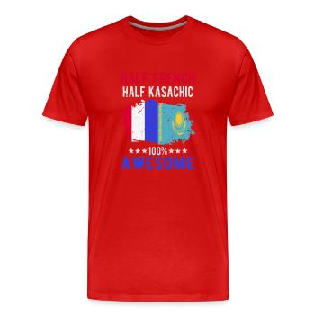 Halb Franzose Halb Kasache - Männer Premium Bio T-Shirt - Rot - Vorne - Damien (186cm)