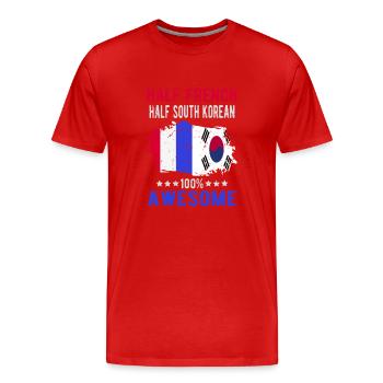 Moitié Français moitié sud-coréen - T-shirt bio Premium Homme - rouge - Devant - Damien (186cm)