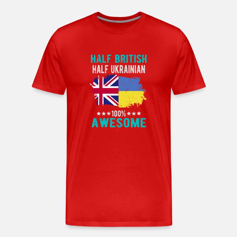 Halb Brite Halb Ukrainer - Männer Premium Bio T-Shirt - Rot