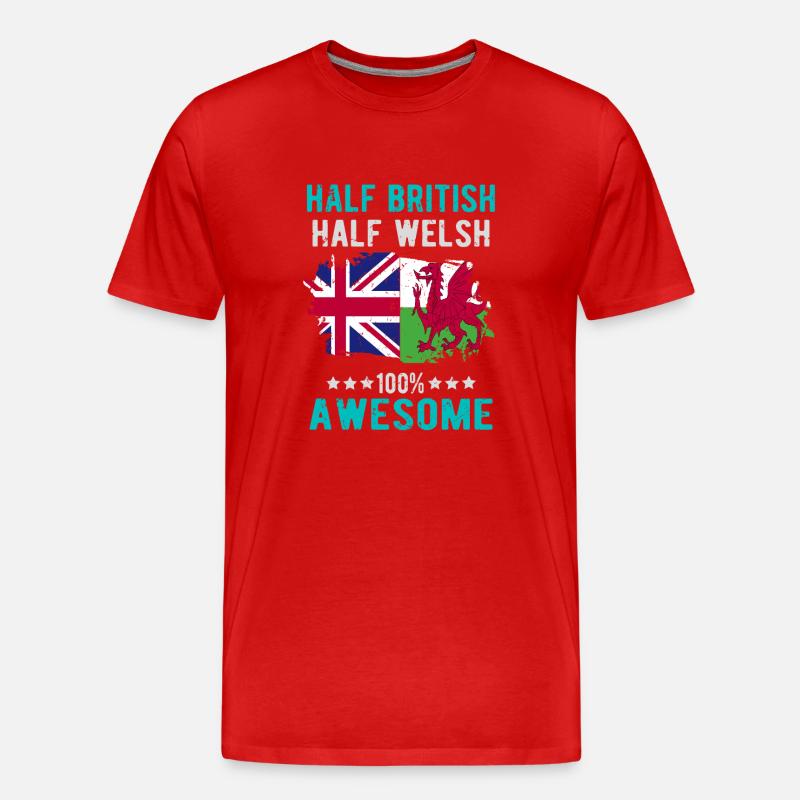 Halb Brite Halb Waliser - Männer Premium Bio T-Shirt - Rot