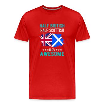 Halb Brite Halb Schotte - Männer Premium Bio T-Shirt - Rot - Vorne - Damien (186cm)