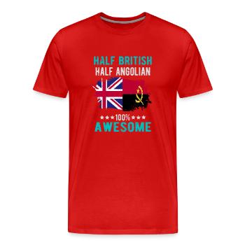 Moitié britannique moitié angolier - T-shirt bio Premium Homme - rouge - Devant - Damien (186cm)