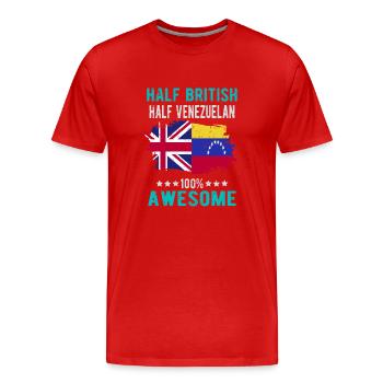 Moitié britannique moitié vénézuélien - T-shirt bio Premium Homme - rouge - Devant - Damien (186cm)
