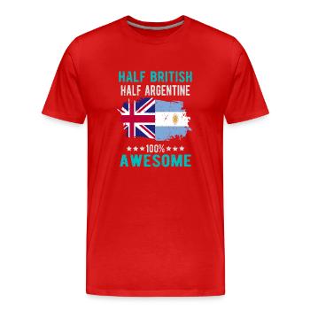 Moitié britannique moitié argentine - T-shirt bio Premium Homme - rouge - Devant - Damien (186cm)