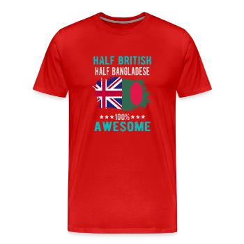 Moitié britannique moitié bangladais - T-shirt bio Premium Homme - rouge - Devant - Damien (186cm)