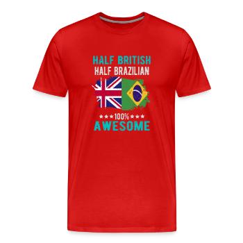 Moitié britannique moitié brésilien - T-shirt bio Premium Homme - rouge - Devant - Damien (186cm)