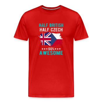 Moitié britannique moitié tchèque - T-shirt bio Premium Homme - rouge - Devant - Damien (186cm)