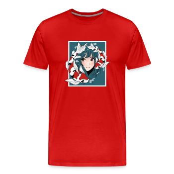 Anime Fille Otaku Koi - T-shirt bio Premium Homme - rouge - Devant - Damien (186cm)
