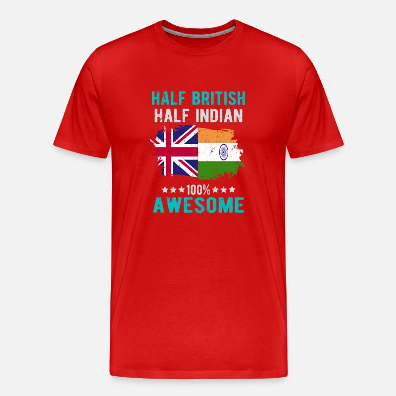 Halb Brite Halb Inder - Männer Premium Bio T-Shirt - Rot