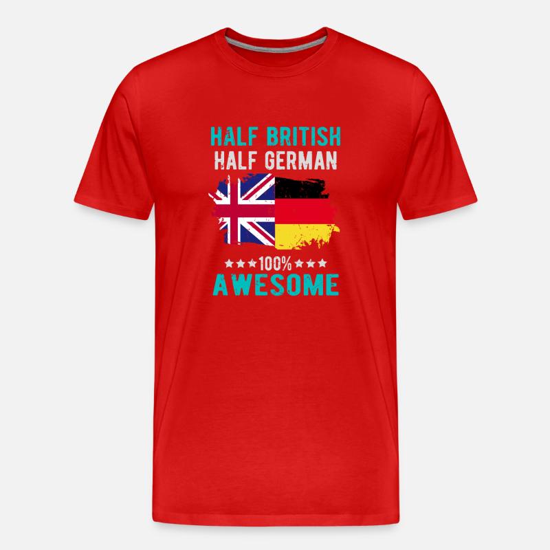 Halb Brite Halb Deutscher - Männer Premium Bio T-Shirt - Rot