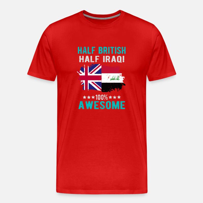 Halb Brite Halb Iraki - Männer Premium Bio T-Shirt - Rot