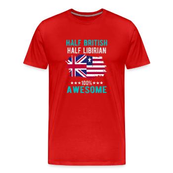 Halb Brite Halb Libyer - Männer Premium Bio T-Shirt - Rot - Vorne - Damien (186cm)