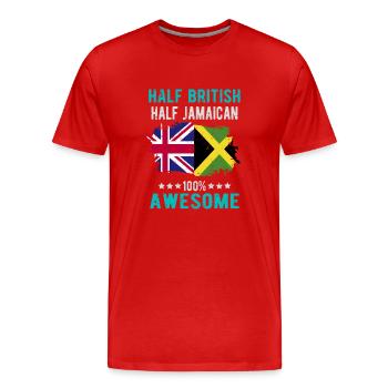 Moitié britannique moitié jamaïcain - T-shirt bio Premium Homme - rouge - Devant - Damien (186cm)