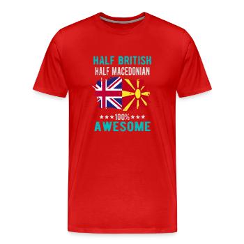 Moitié britannique moitié macédonien - T-shirt bio Premium Homme - rouge - Devant - Damien (186cm)
