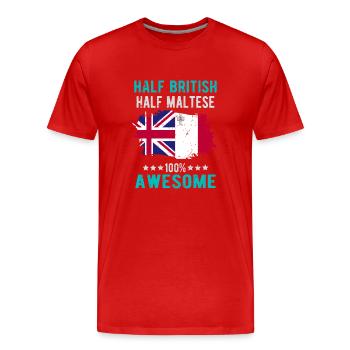 Halb Brite Halb Mateser - Männer Premium Bio T-Shirt - Rot - Vorne - Damien (186cm)