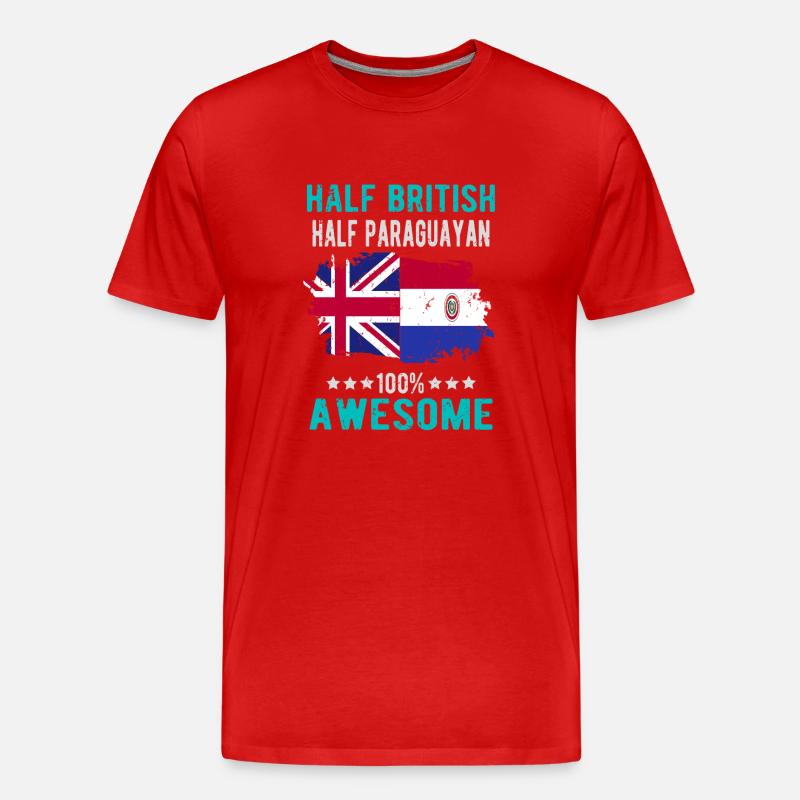 Halb Brite Halb Paraguayer - Männer Premium Bio T-Shirt - Rot