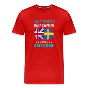 Moitié britannique moitié suédois - T-shirt bio Premium Homme - rouge - Devant - Damien (186cm)