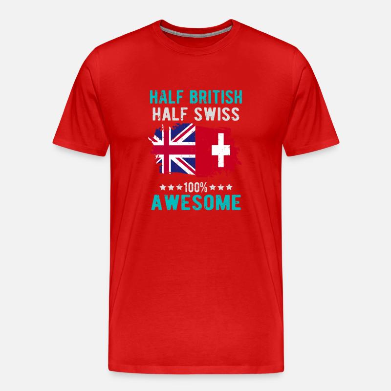 Halb Brite Halb Schweizer - Männer Premium Bio T-Shirt - Rot